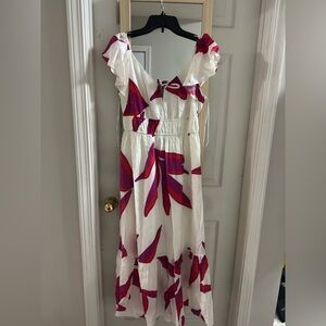 Nine West White Dress with Pink and Red Accent